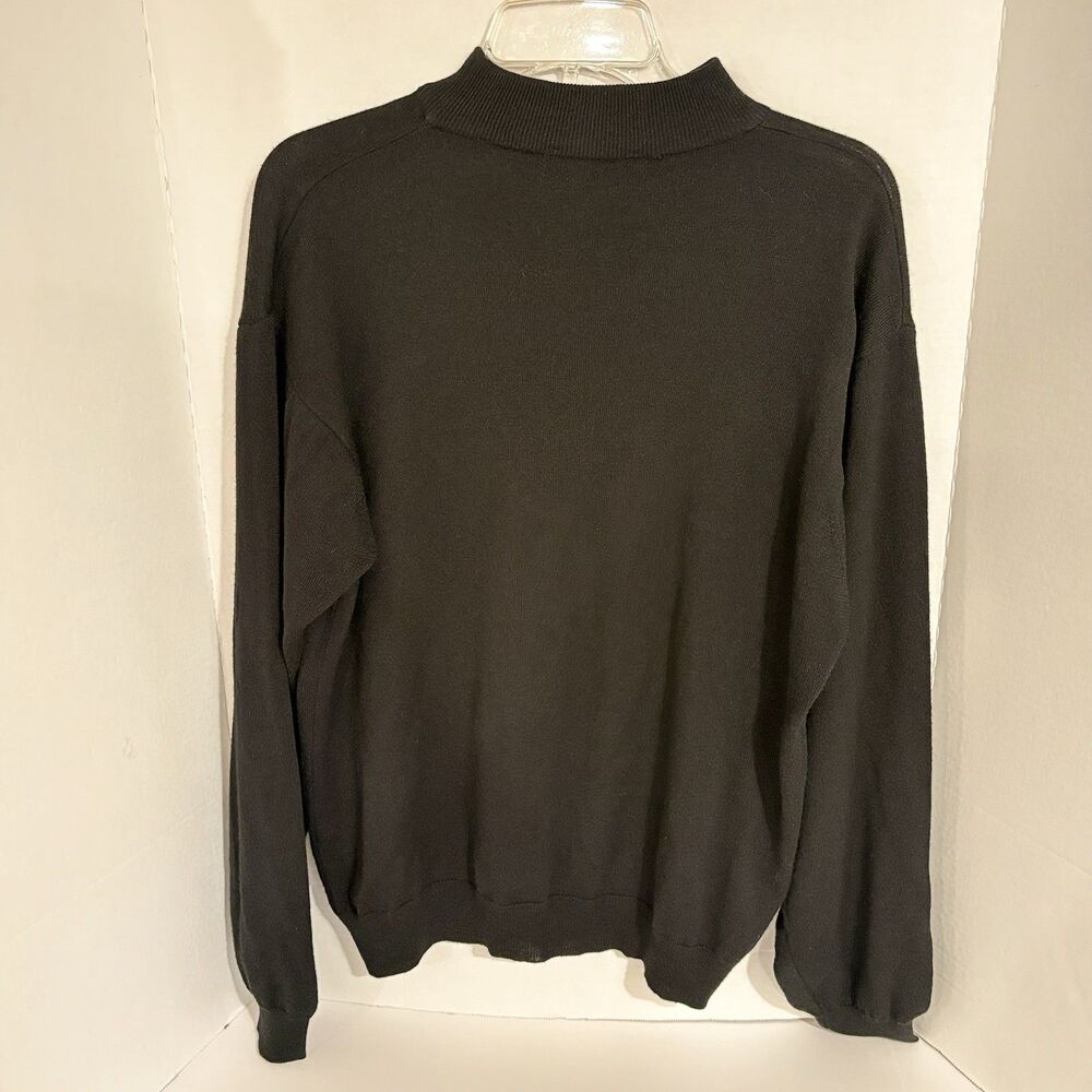 Vintage Made in Italy Fenzia Men Mock Neck Merino Wool Blend Sweater Black L